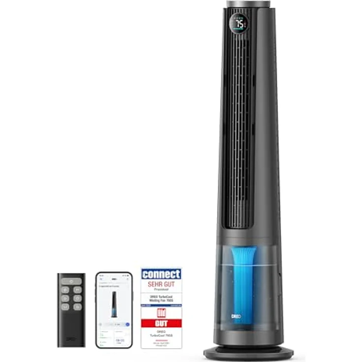 DREO TurboCool Nebelventilator 765S, 3-in-1 Turmventilator mit WLAN & App-Steuerung, 6 L Tank, 10.4 m/s Luftstrom, 20 dB DC-Motor, 90° Oszillation, 12 Geschwindigkeiten, 4 Modi – Bild 1