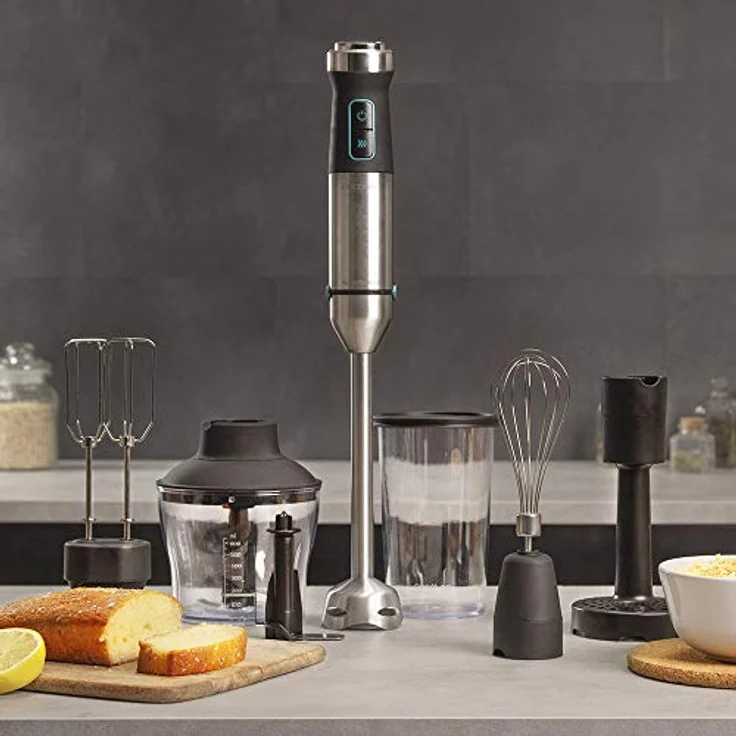 Cecotec Handrührgerät Power TitanBlack 1500 XL PerfectCream & Crush Stabmixer 1500 W, inkl. Zerkleinerer, Stampfer, Schneebesen, silber, schwarz – Bild 2