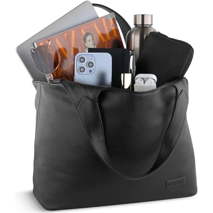 bugatti Elsa Shopper Tasche M, 100% Leder, 42 cm, schwarz – Bild 4
