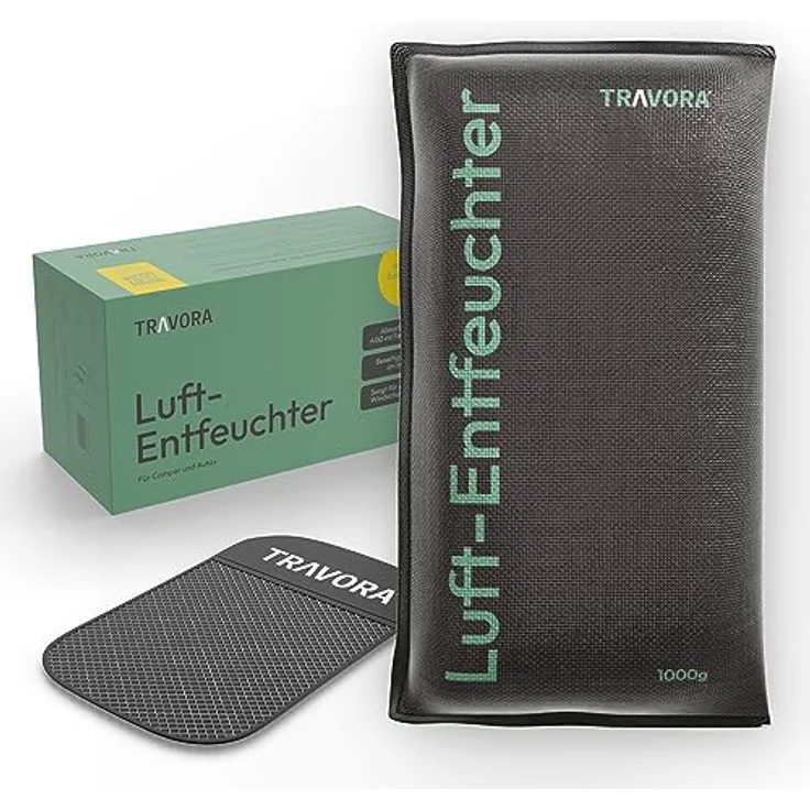 TRAVORA Luftentfeuchter Auto Kissen 1 kg mit Anti-Rutsch Pad - wiederverwendbar - extra groß – Bild 1