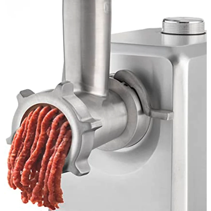 CASO FW 2500 Silber, Fleischwolf mit leistungsstarkem 2500 Watt Motor, langlebige Titan Klinge, Rücklauf-Funktion, umfangreiches Zubehör inkl. Burgerpresse, geräuscharmer DC-Motor – Bild 5