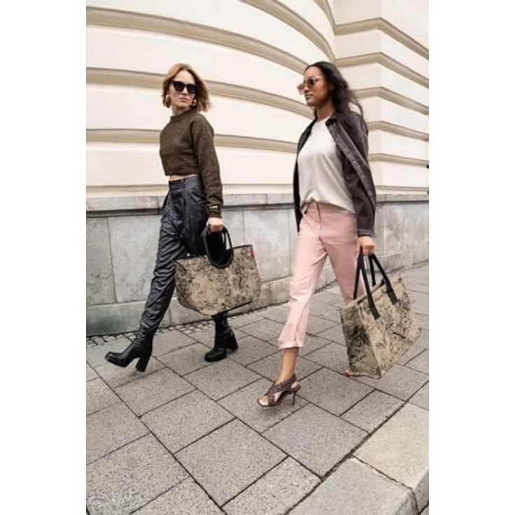 reisenthel loopshopper L, Einkaufstasche im Jacquard Design, 25 l Volumen, braun, mit Innenreißverschlussfach und Aluminiumgriffen – Bild 6