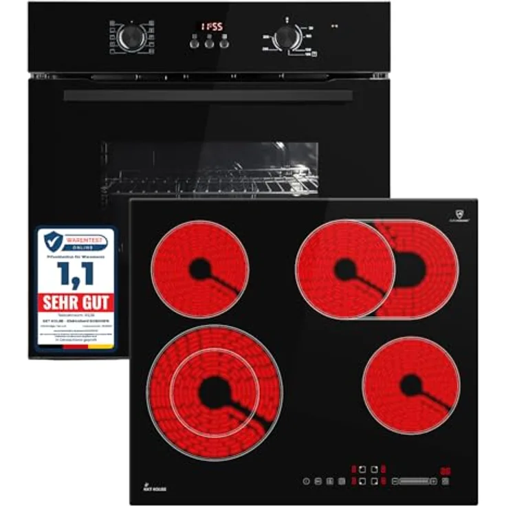 KKT KOLBE Autarkes Herdset SET8005FBCH59RL, 60cm Einbaubackofen BO8005FB und 59cm Kochfeld CH5901RL mit Heißluft, Grill, Automatik-Timer, Wärmeschutzverglasung und Kindersicherung