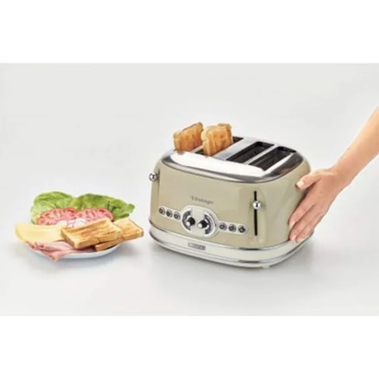 Ariete 156 Vintage, Toaster für 4 Scheiben, 1600 W, 6 Toaststufen, aus Pastellbeige lackiertem Edelstahl, ohne Zangen – Bild 9