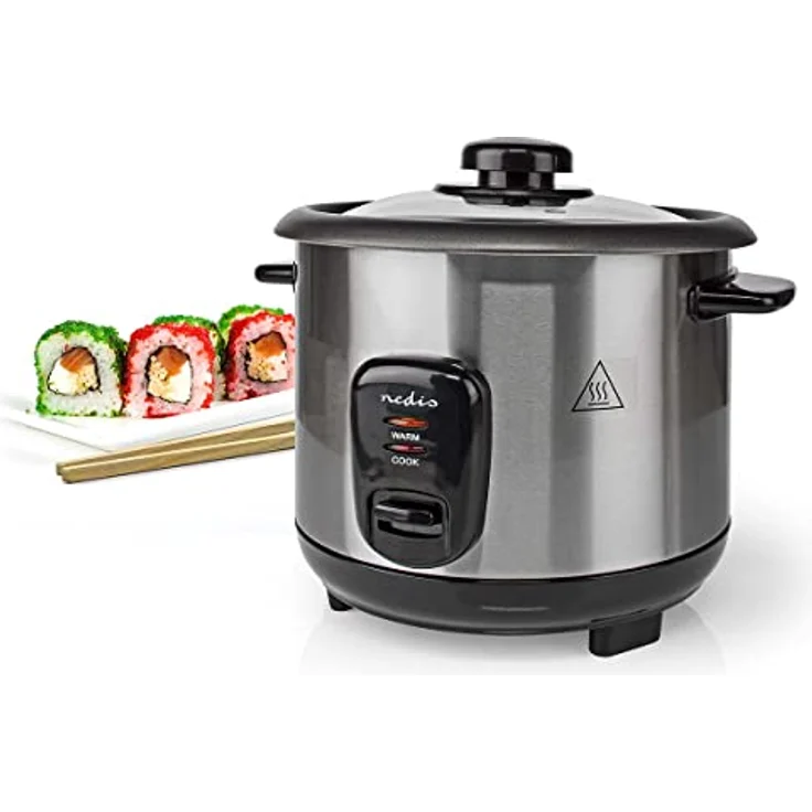 Nedis KARC110AL Reiskocher, 1 l, 400 W, Antihaftbeschichtung, Herausnehmbare Schüssel, Automatische Abschaltung, silber – Bild 3