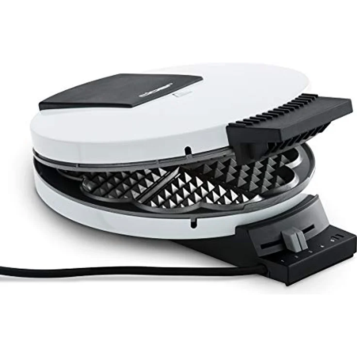 Cloer 120 Waffeleisen für klassische Waffeln im XXL Format, Waffelgröße 19,5 cm, 1200 Watt, Backampel, Stahl, weiß – Bild 5
