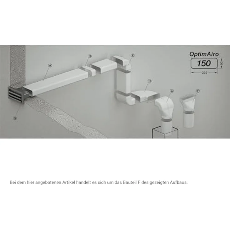 Airtec Flachkanal 222x89mm auf Ø 150mm, Übergangsstück für Küchenlüftungsrohr, weiß, mit optimiertem Luftstrom und Abdichtung – Bild 3