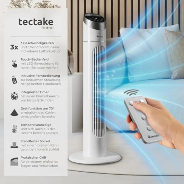 Tectake Turmventilator, 40 Watt, 90 cm – Bild 3