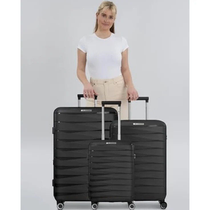 Franky Trolleyset London, 4 Rollen, (3-teilig, 3 tlg), Polycarbonat, Leichtgewichtiger Koffer mit TSA-Schloss, Blau – Bild 6