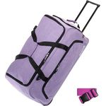Spear Trolley Reisetasche groß XXL Koffer 85 Liter, 68 cm Tasche Schultergurt Reisegepäck Rolltasche Damen Herren Gepäck Reise Trolly 910 + Koffergurt (Flieder Lila (Violett hell)) - Hochwertige Rolltasche mit 85 Liter Stauraum