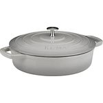 kela 12611 Bräter mit Deckel, Gusseisen, Emaille-Beschichtung, Hohe Wärmespeicherung, Induktionsgeeignet, 3,2 L, Grau, Rund, Calido