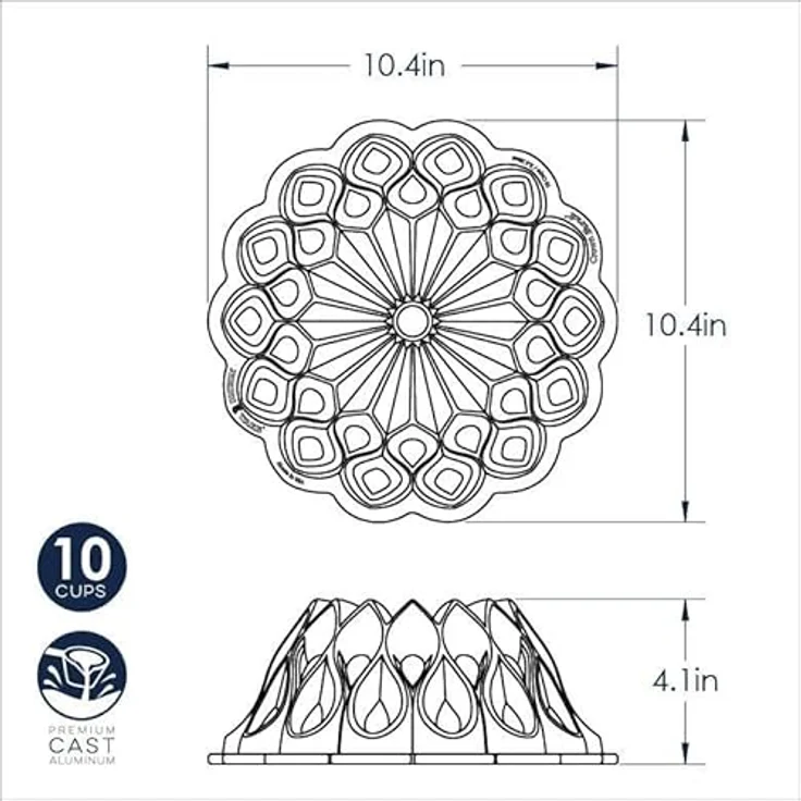 NordicWare Nordic Ware-Non-Stick Kuchen Backform-Krone, Aluminium, Gold, 25,4 x 25,4 x 9,9 cm – Bild 5