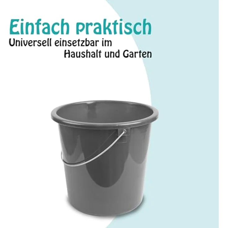 ProHome Putzeimer Kunststoff-Eimer 5 Liter, stapelbar, BPA-frei, mit Metallbügel, in Blau und Anthrazit, Made in EU – Bild 7