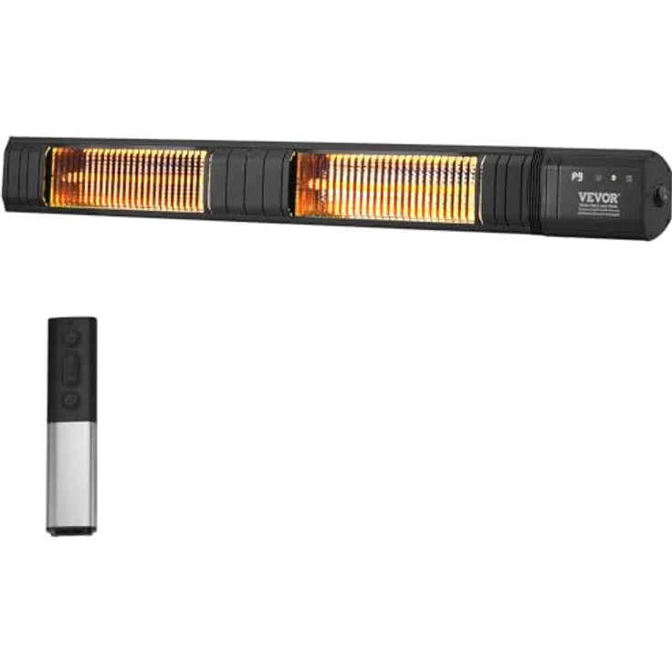 VEVOR Heizstrahler 3000 W, Carbon-Infrarot mit Fernbedienung, IP65-wetterfest, 9 Temperatureinstellungen und Timer für Veranda, Terrasse, Studio, Wandmontage – Bild 1
