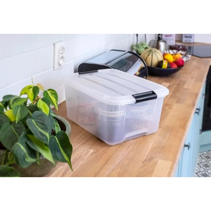 IRIS 6er-Set stapelbare Aufbewahrungsboxen 'Top Box', mit Deckel und Klickverschluss, 15 Liter, Kunststoff - Plastik, transparent – Bild 2
