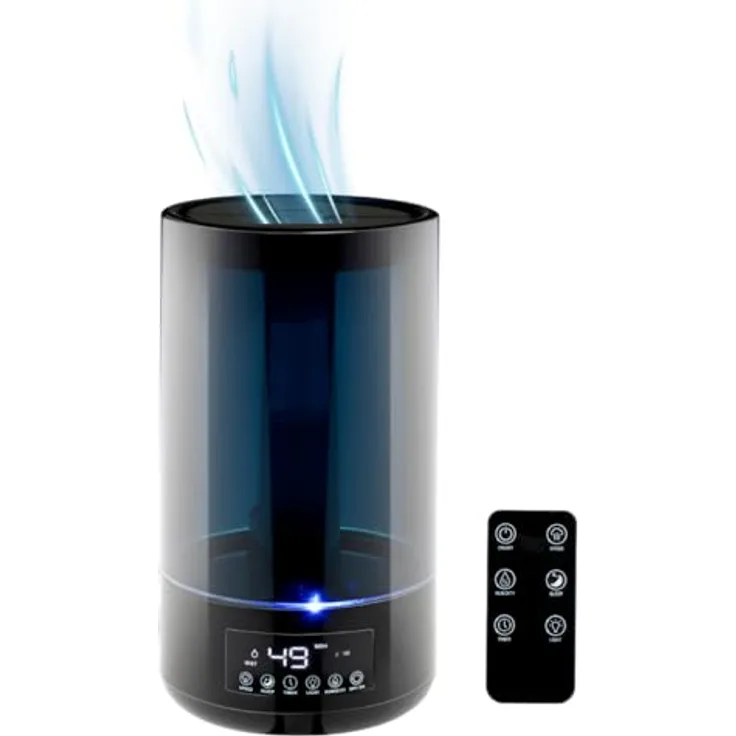 Grundig HD-1903A, Ultraschall-Luftbefeuchter 4,3L mit Timer, Nachtlicht und Fernbedienung, Schwarz