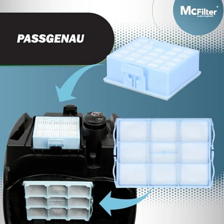 McFilter Filter-Set Hepafilter + Motorfilter für Siemens Synchropower Serie VS06, VS06A, VS06B, VS06C, VS06G, VS06A111, VSZ31455 – Bild 5