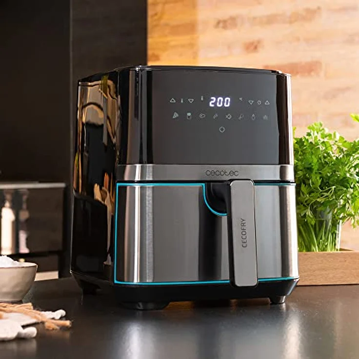 Cecotec Heißluftfritteuse 5,5 L Cecofry Full InoxBlack Pro 5500. 1700 W, Fritteuse ohne Öl, Diät und Digital, Touchpad, Edelstahl-Finish, PerfectCook-Technologie, Thermostat, 8 Modi – Bild 2