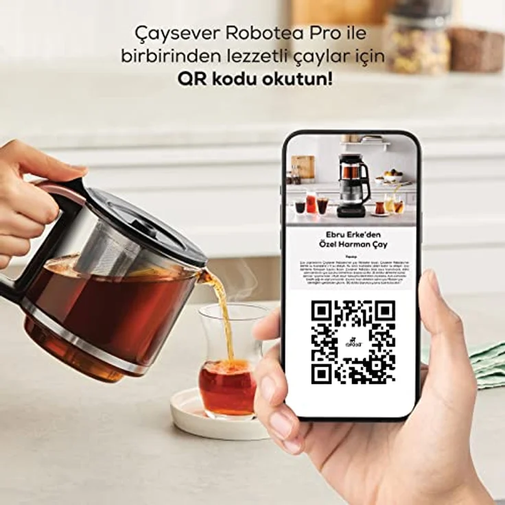 Karaca Caysever Robotea Pro, 4 in 1 sprechende automatische Glas-Tee- und Filterkaffee Brühmaschine mit Touch-Bedienfeld und Frische-Indikator – Bild 5