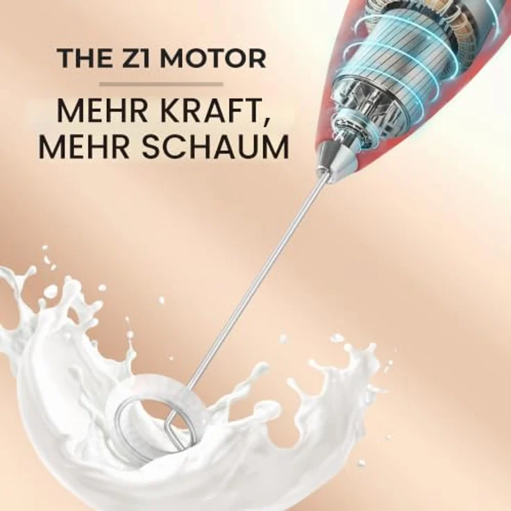 Zulay Kitchen Elektrischer Milchaufschäumer Stab, kompakt und leistungsstark, für cremigen Milchschaum in Sekunden - Rot – Bild 4