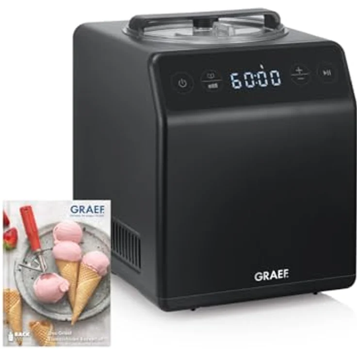 GRAEF Eismaschine IM706 | eisenglimmergrau | Eis und Joghurtmaschine | automatische Kühlfunktion, Rührfunktion | 2 Liter Eiscreme | akustischer Signalton – Bild 1