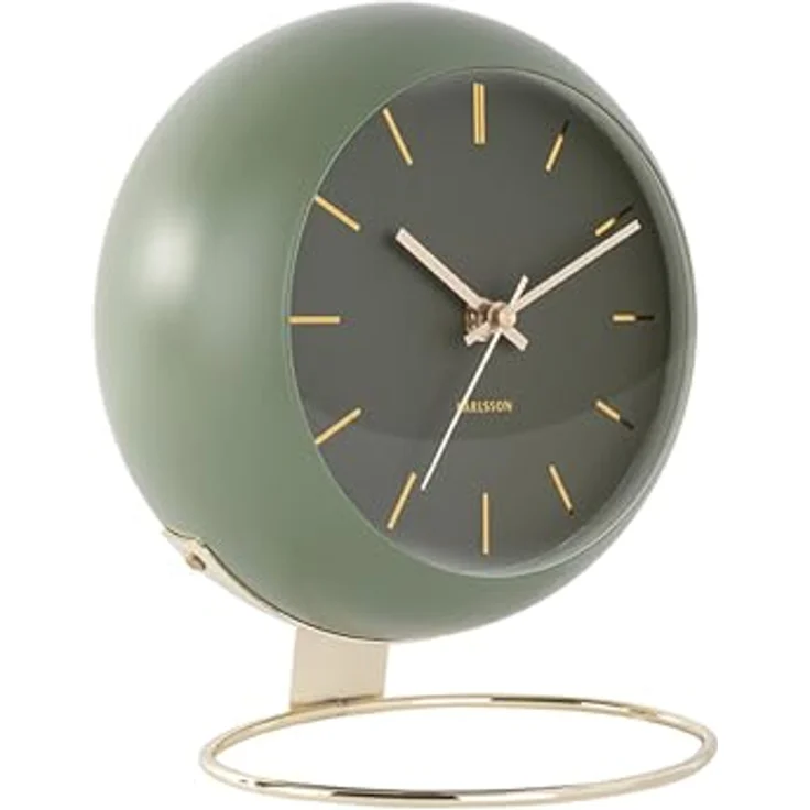 Karlsson Globe Tischuhr, Grüne Metalluhr im runden Design, 21x24.5x14 cm, perfekte Raumdekoration – Bild 1