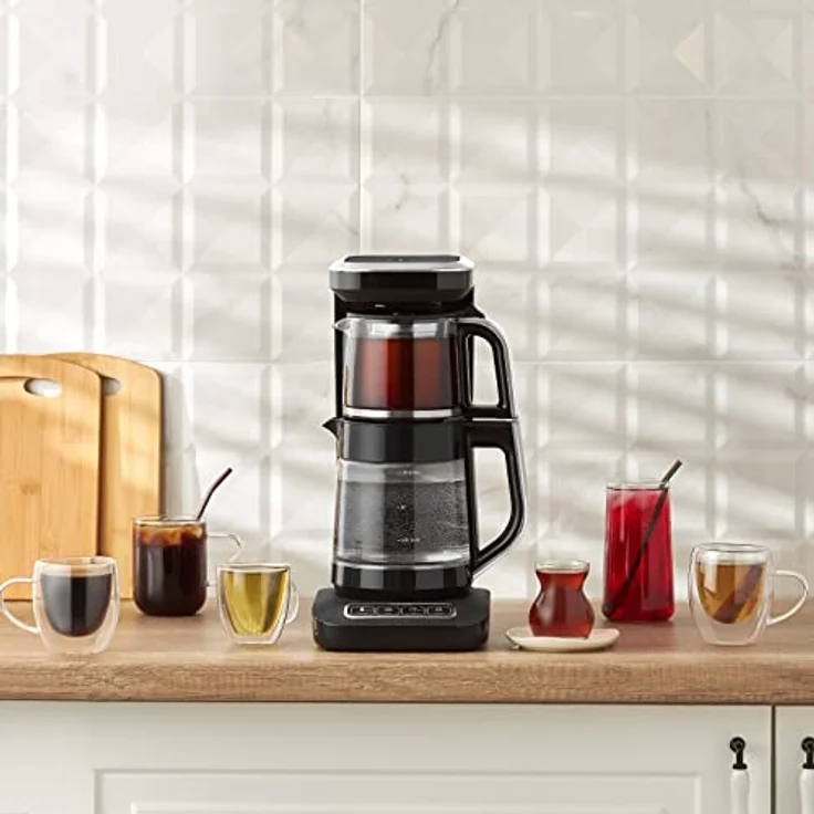 Karaca Caysever Robotea Pro, 4 in 1 sprechende automatische Glas-Tee- und Filterkaffee Brühmaschine mit Touch-Bedienfeld und Frische-Indikator – Bild 1
