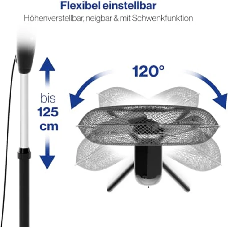 Clatronic VL 3603 S Standventilator 40 cm Durchmesser, oszillierend, 3 Geschwindigkeitsstufen, Neigungswinkel verstellbar, schwarz – Bild 6