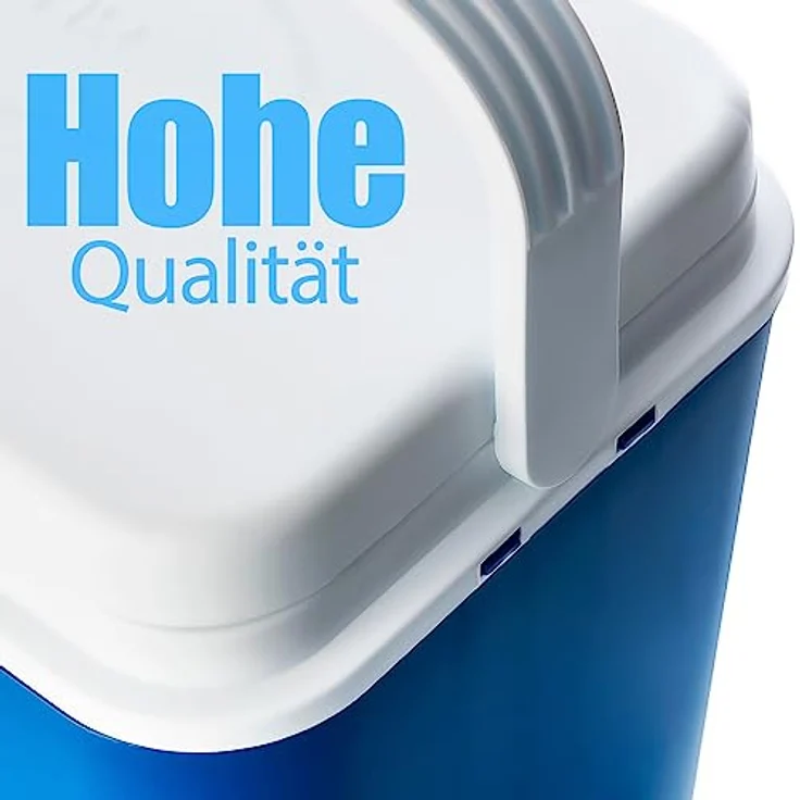 Passive Kühlbox 24 Liter,inkl. 6 Kühlakkus, bis zu 9 Std. Kühlung, blau, weiß – Bild 7