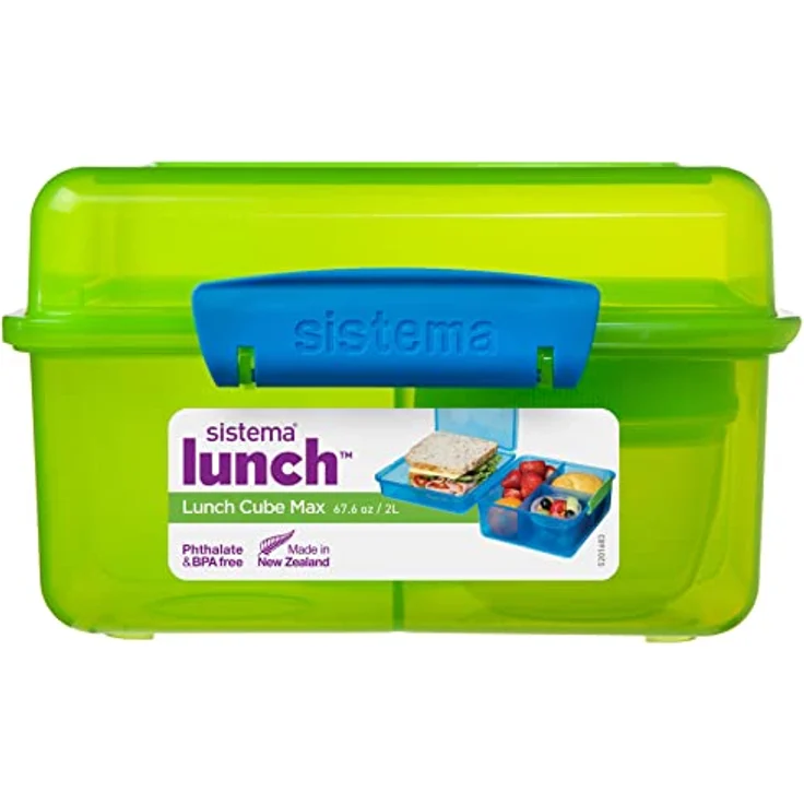 Sistema TO GO-Lunchbox und Frischhaltedose für Kinder | 2 Twist 'n' Sip-Wasserflaschen für Kinder, 2 Lunch Cube Max Vorratsdosen mit Trennfächern und 2 auslaufsichere Joghurtbehälter | BPA-frei – Bild 5