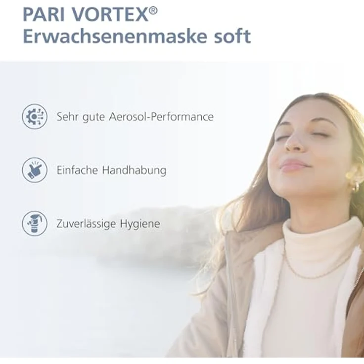 PARI VORTEX Erwachsenenmaske soft mit Maskenanschluss– Inhalierhilfe Zubehör zur Inhalation in Kombination mit Medikamentensprays – 1 Stk. – Bild 3