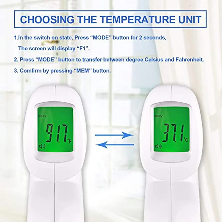 Berrcom JXB-178 Infrarot-Fieberthermometer für kontaktlose Messung an der Stirn, mit Fieberalarm, zum Messen von erhöhter Körpertemperatur  – Bild 6