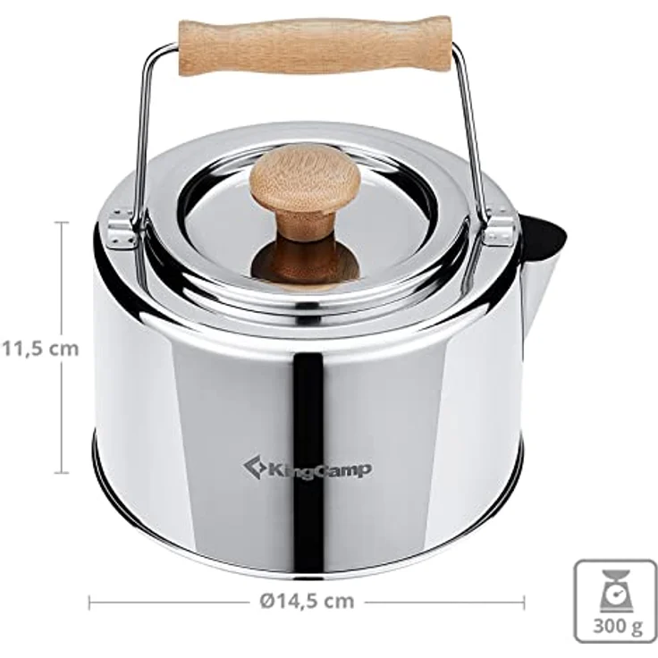 KingCamp Teekessel 1,2L Camping Kessel Teekanne Wasserkessel Tee Sieb Pot Stahl – Bild 2