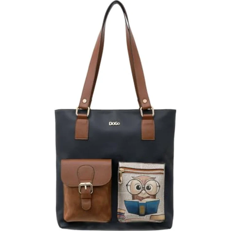 DOGO Multi Pocket Bag Shopper-Tasche The Wise Owl, Handgefertigt aus hochwertigem Lederimitat, OneSize – Bild 1