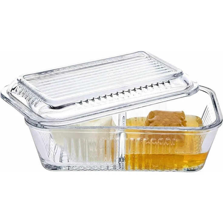 Pasabahce Butterdose Frigo Studio, 2-Teilig Butterdose aus Glas, spülmaschinenfest, transparent – Bild 1