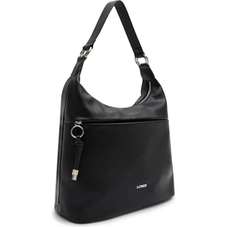 L.Credi Maite Schultertasche, 33 cm, aus Kunstleder, schwarz, geräumiges Hauptfach – Bild 2