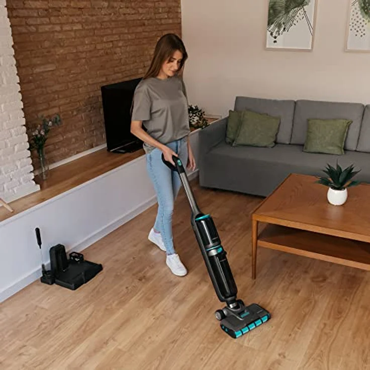 Cecotec Elektromopp FreeGo Wash&Vacuum Spray. 250 W, Schrubben und Staubsaugen gleichzeitig, Autonomie 35 Minuten, Jalisco-Nasswalze, Wasserspray, 700 ml sauberer und 750 ml Schmutzwassertank, Sockel – Bild 2