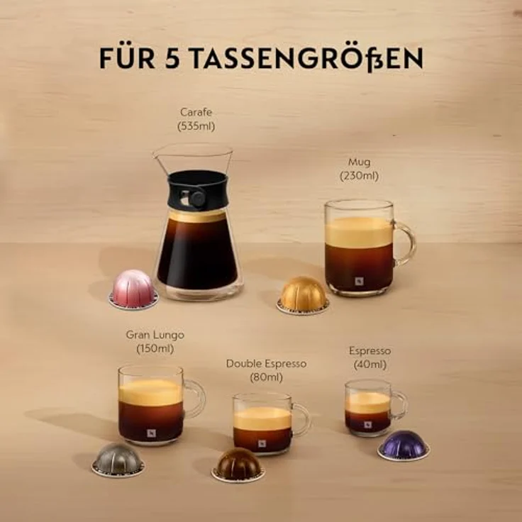 Krups XN910B Nespresso Vertuo Next Kaffeekapselmaschine, 1,7 Liter Wassertank, Kapselerkennung durch Barcode, 6 Tassengrößen, Power-Off Funktion, aus 54 % recyceltem Kunststoff, Light Grey – Bild 3