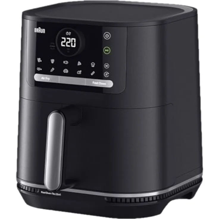 Braun Heissluftfritteuse HF 5050 BK 5,7l, 2-in-1 Air Fryer und Ofen mit 15 Programmen, Touch-Display, spülmaschinenfeste Teile – Bild 2
