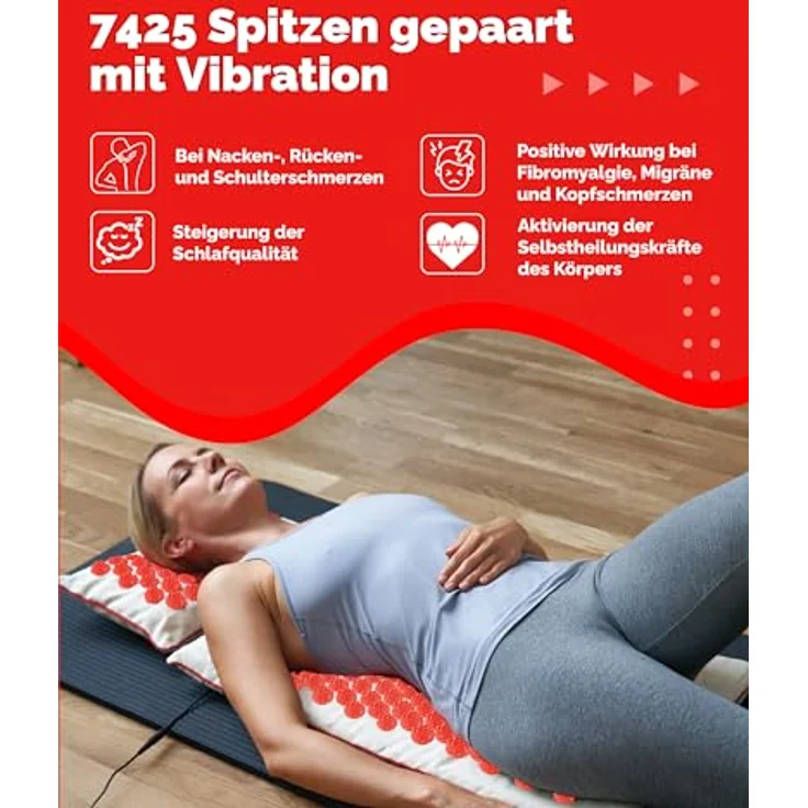 OrthoMechanik OrthoMatte | Akkupressur-Matte mit 4 Vibrationsplatten, längere Größe für mehr Komfort, grau – Bild 5