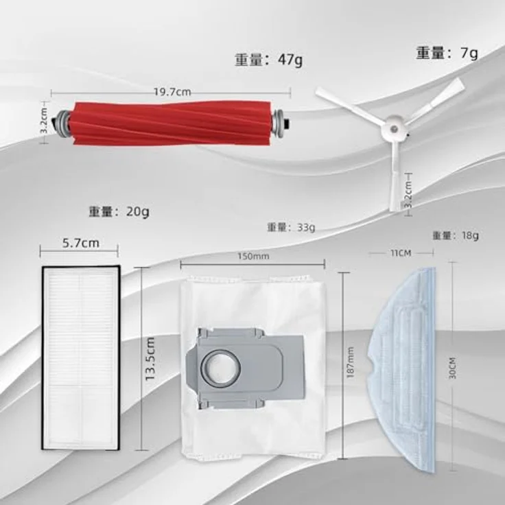 INF Ersatzteile Zubehör für Roborock S8/S8+/S8 Pro Ultra, Kit mit 3 Hauptbürsten, 4 HEPA-Filtern, 4 Staubsaugerbeuteln, 4 Wischpads, 4 Seitenbürsten, Schraubendreher und Reinigungsbürsten – Bild 2