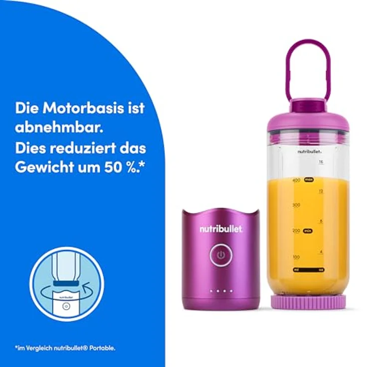 nutribullet Smoothie-Maker NB Flex Portable NBP013VT, Violett, 0,59 l Fassungsvermögen, mit Edelstahl-Mixklinge und USB-C Ladefunktion – Bild 4