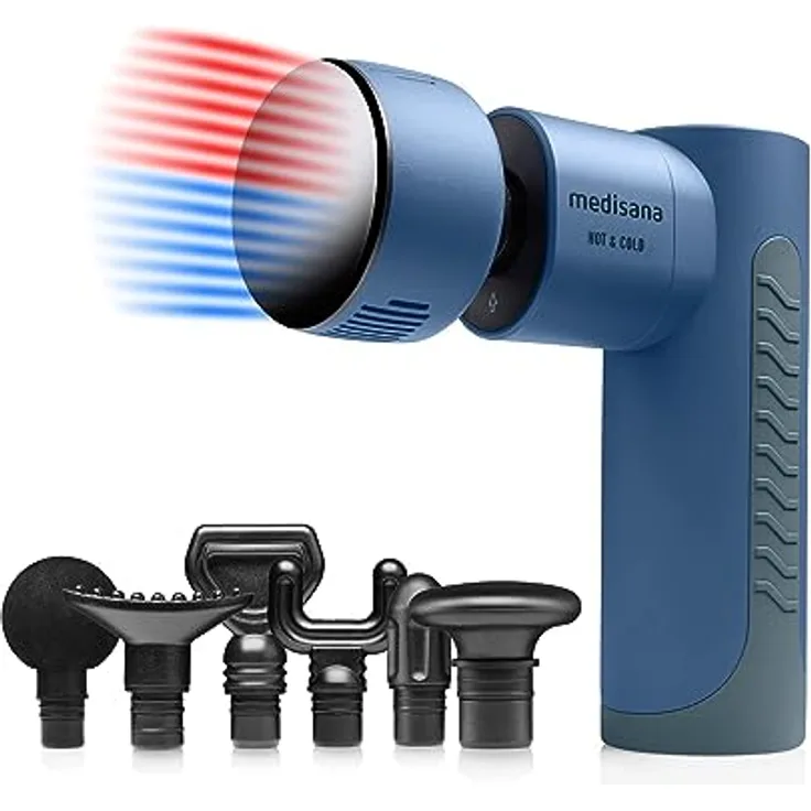 medisana MG 600 Massagepistole, Elektrisches Massagegerät, Erholung & Muskelentspannung, Wärme und Kälte Funktion, Inkl. 7 Massageaufsätze & 3 Vibrationsstufen