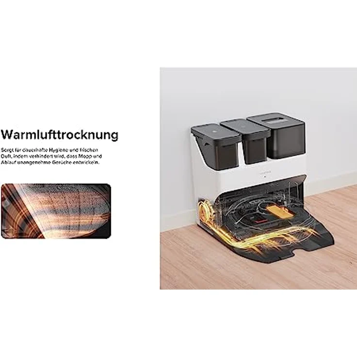 roborock S7 Max Ultra Saug- & Wischroboter mit All-in-One Station (Saugleistung 5500Pa, 180min Akkulaufzeit, 350ml Staub-/ 200ml Wassertank, Ultraschall-Wischfunktion, App-/Sprachsteuerung) Weiß – Bild 5