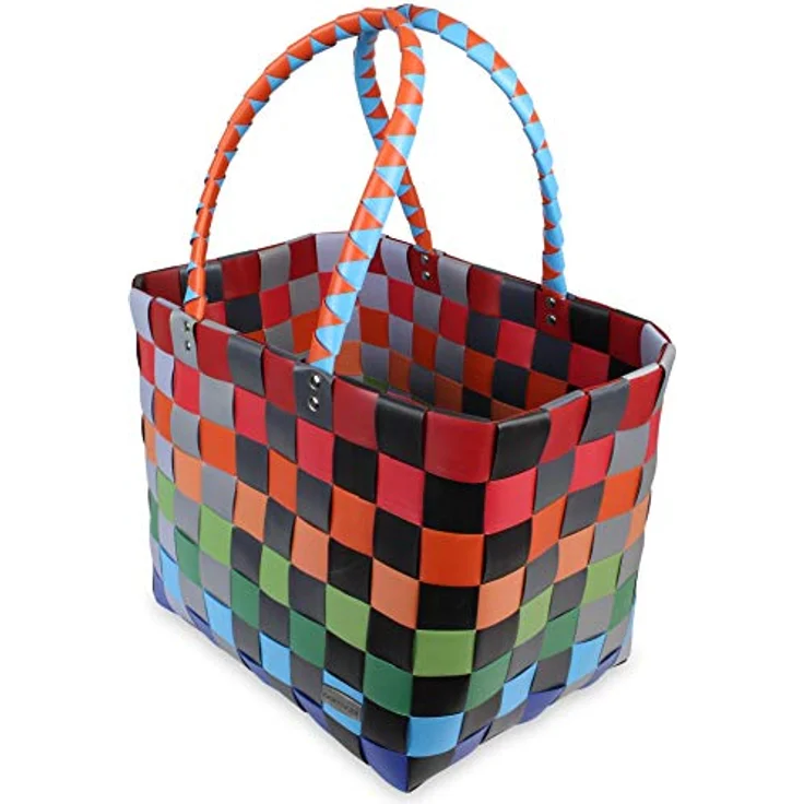 normani geflochtene Einkaufstasche mit Henkeln, extra robuste Tragetasche aus 70% recyceltem Material, 20 Liter Volumen, Farbe Classic/Fruit – Bild 2