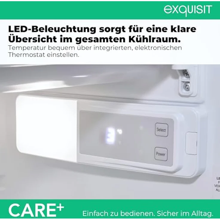 Exquisit KS16-4-HEA-090E Care Kühlschrank 121 l mit 4-Gefrierfach (15 l), Super-Kühl-Modus, elektronische Temperaturregelung, weiß – Bild 4