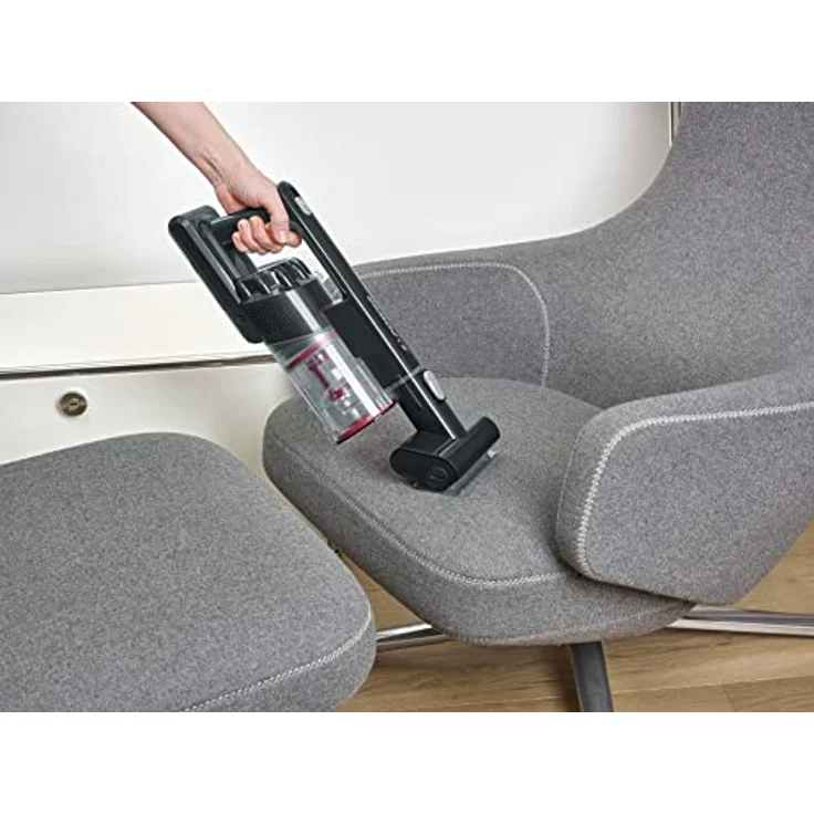 SEVERIN 2-in-1 Stiel- und Handstaubsauger, Akku Staubsauger mit bis zu 40 Min. Laufzeit, kabelloser Staubsauger mit High-Speed Elektrobürste mit LED Beleuchtung, schwarz/rot, HV 7154 – Bild 5