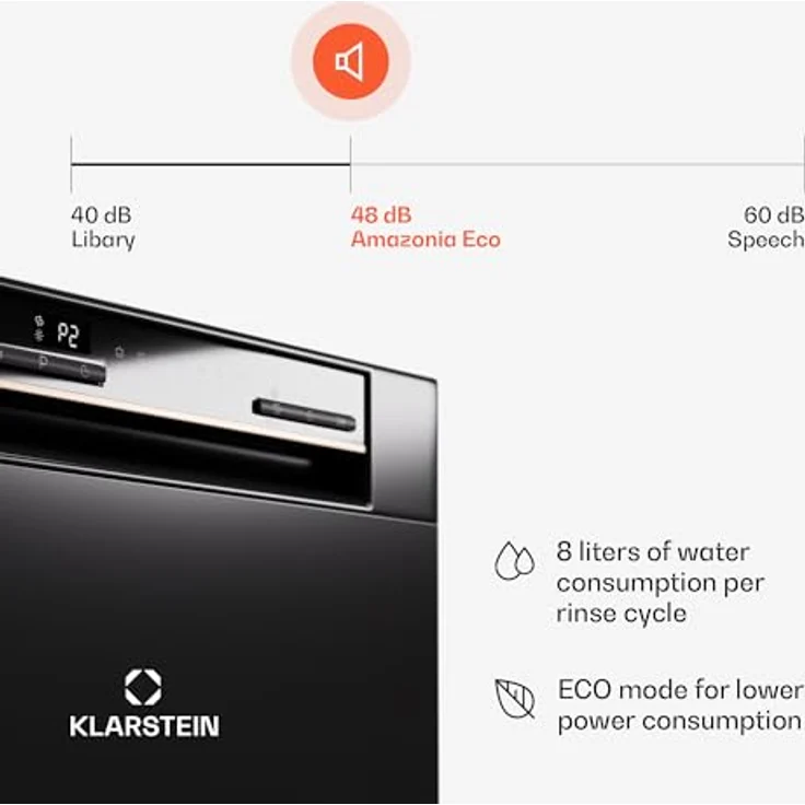 Klarstein Amazonia 8, Mini-Geschirrspüler für 8 Gedecke, leiser Tisch-Geschirrspüler mit 7 Spülprogrammen und Wasseranschluss – Bild 4