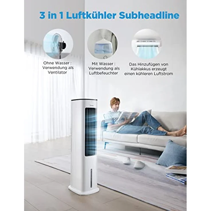 Midea AC100-20ARB mobiler Luftkühler, 55 Watt, 5L – Bild 2