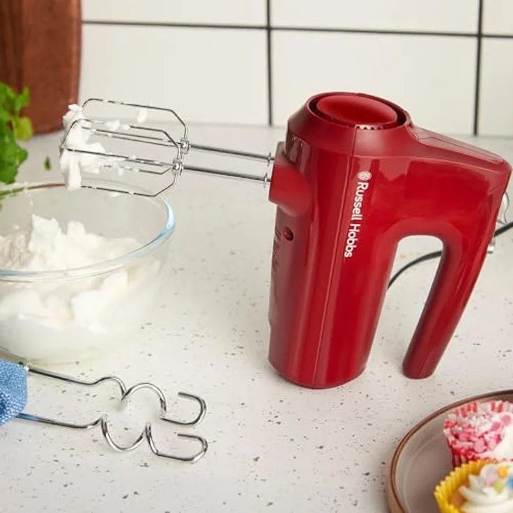 Russell Hobbs Handrührgerät Desire Red, 350W mit 5 Geschwindigkeitsstufen, Pulsfunktion und spülmaschinengeeigneten Aufsätzen – Bild 5